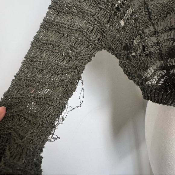 Sheer Crochet Tie-Front Bolero (Olive Black) – Fairycore / Y2K Revival M - Picture 3 of 6